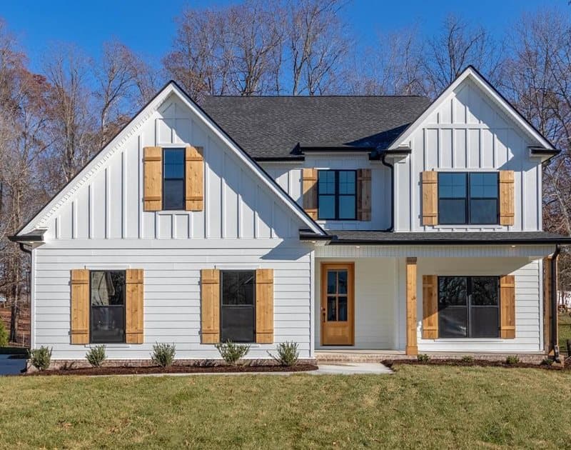 White board and batten siding 