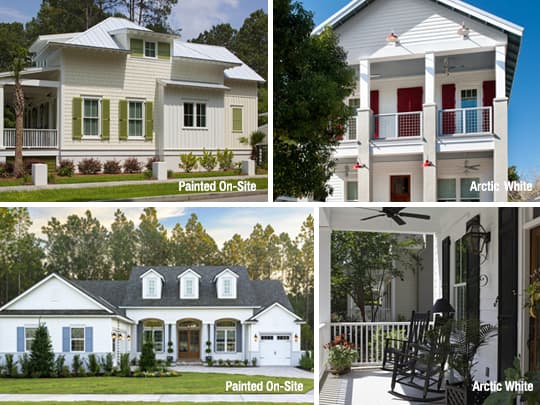 White houses with shutters