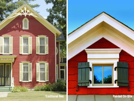 Red houses with shutters