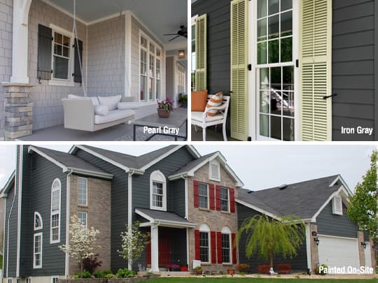Gray houses with shutters